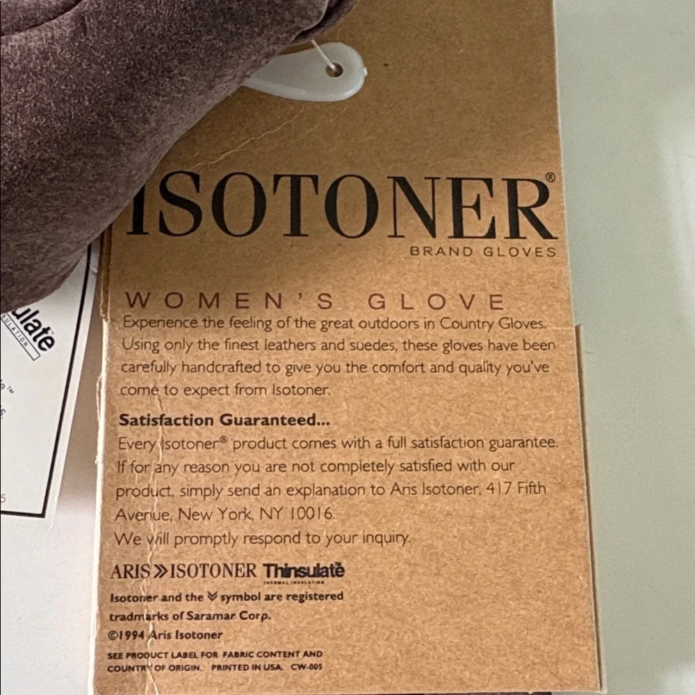 isotoner Country Suede gloves  Dark Brown Thinsulate-Lined  ladies size S  NWT - Picture 5 of 10